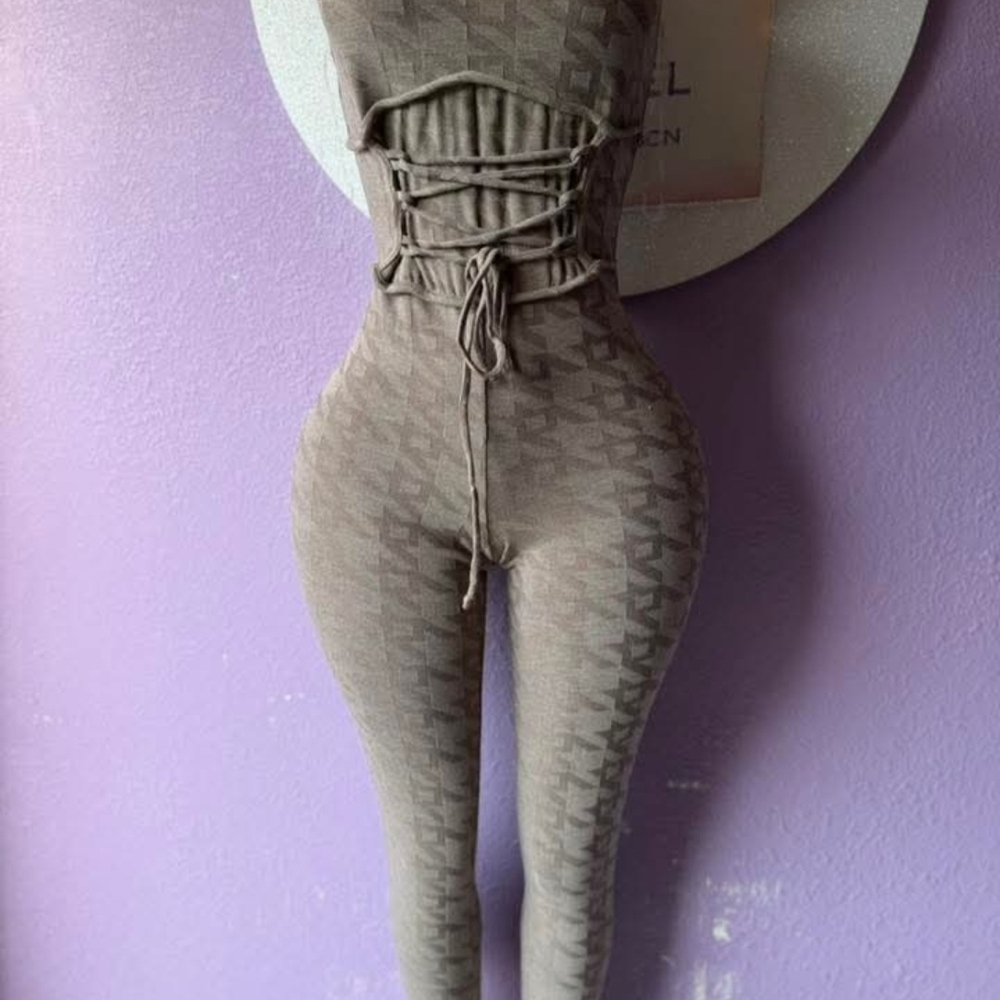 Seamless Lace-Up Olive Jumpsuit
